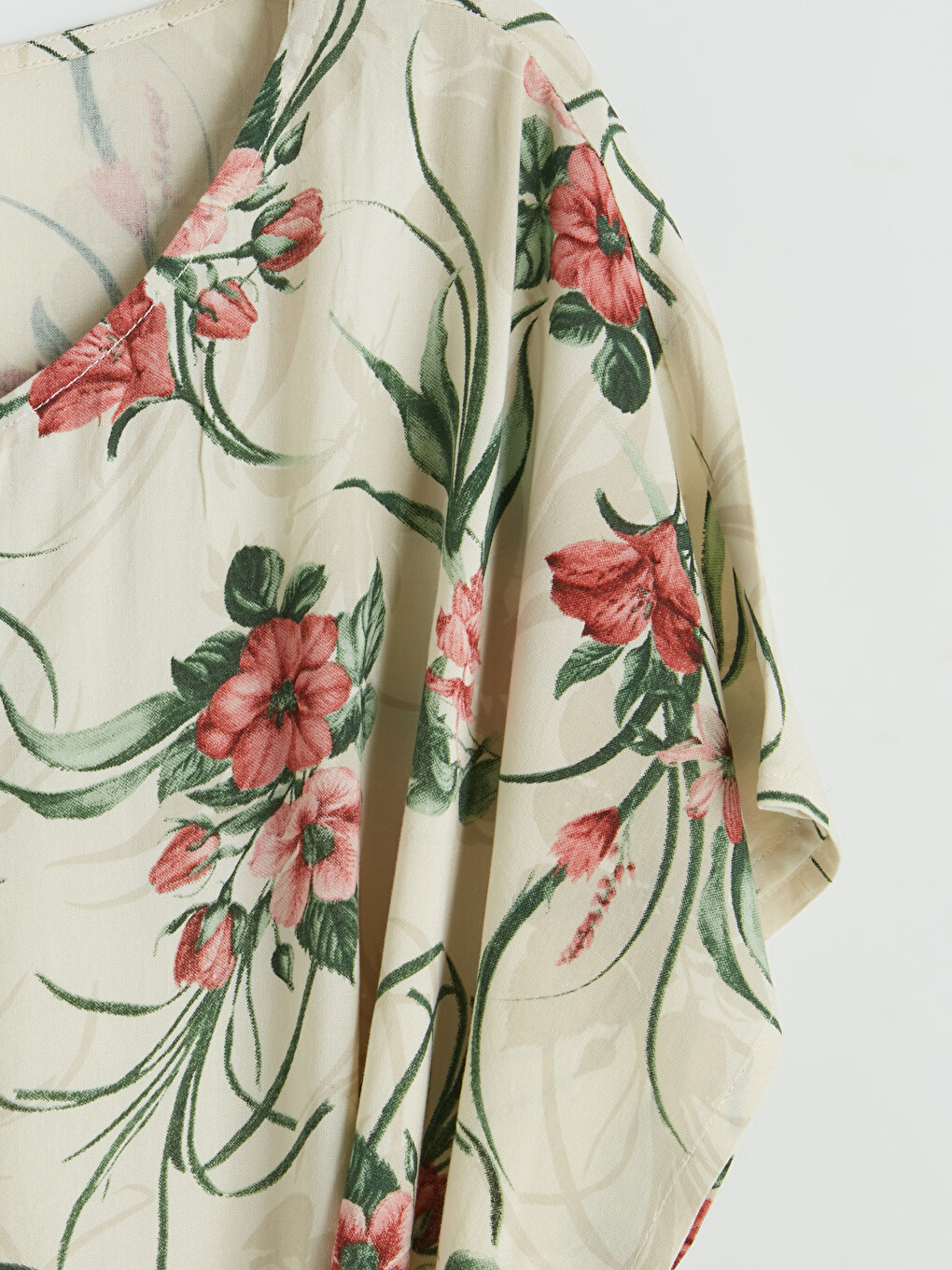 Crew Neck Floral A Form Poplin Dress-6