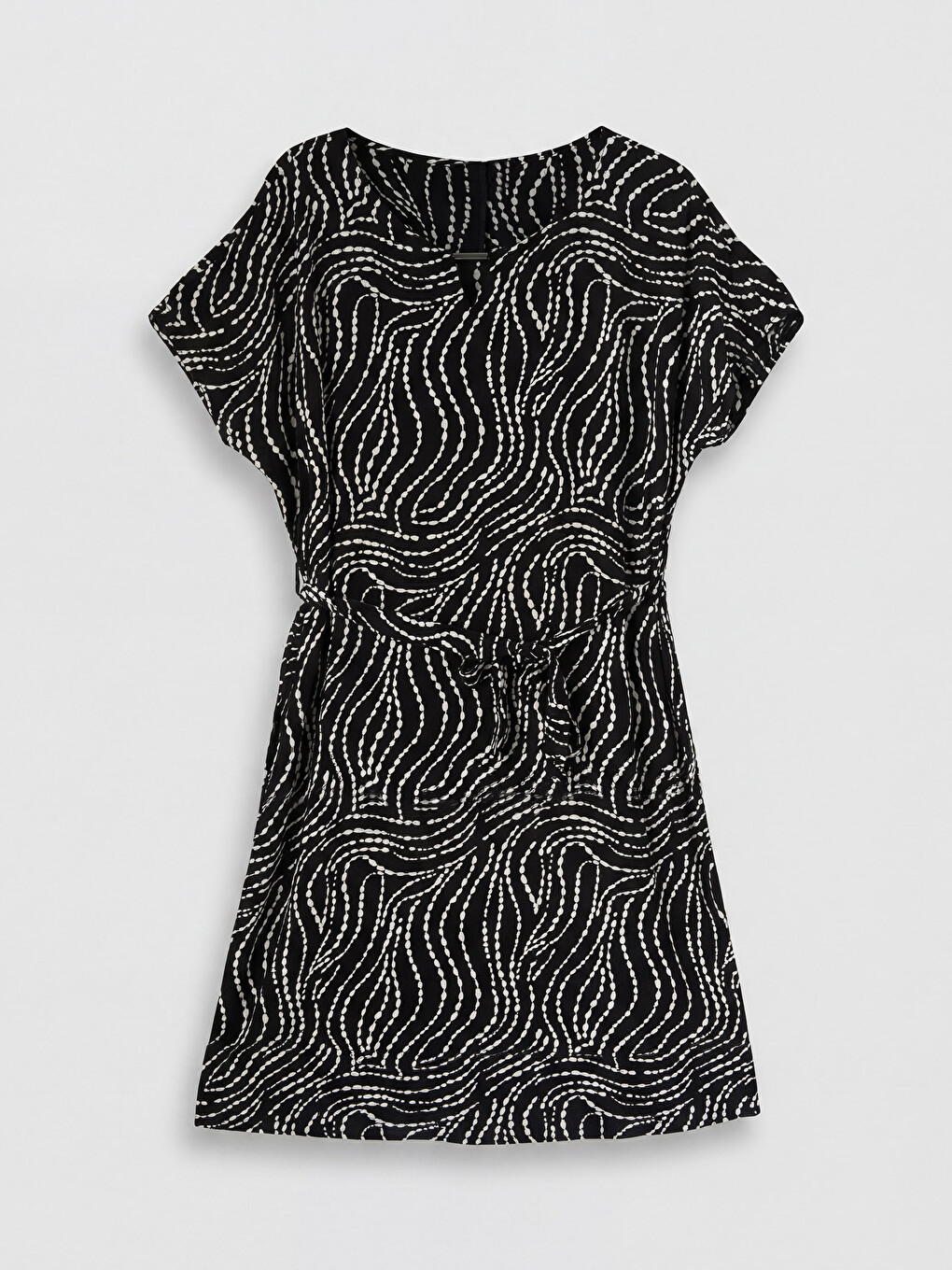 Robe en popeline à motifs à col rond coupe A-4