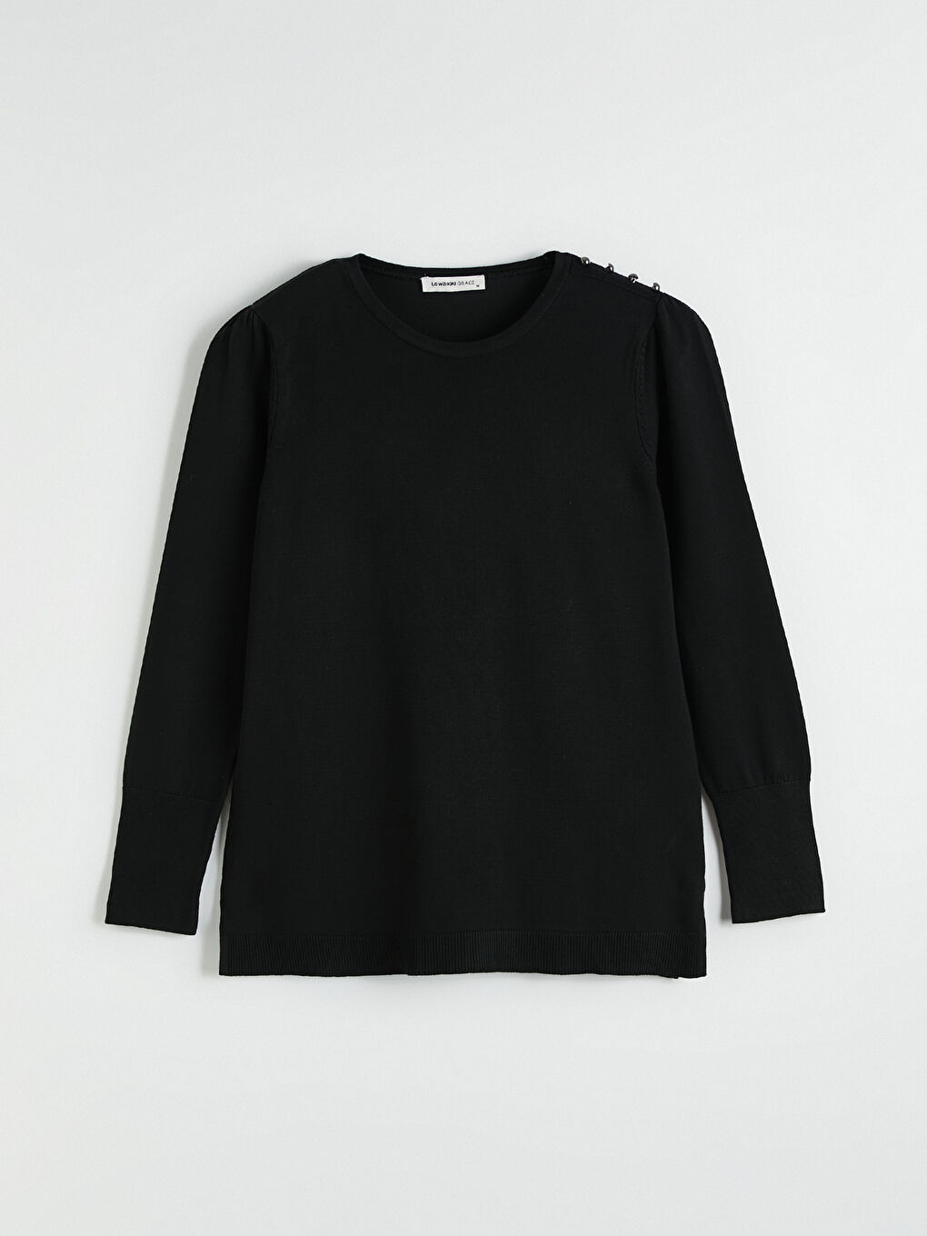 Siyah Bisiklet Yaka Kadın Triko Kazak