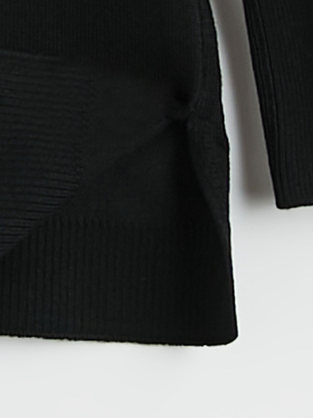 Siyah Bisiklet Yaka Kadın Triko Kazak-2