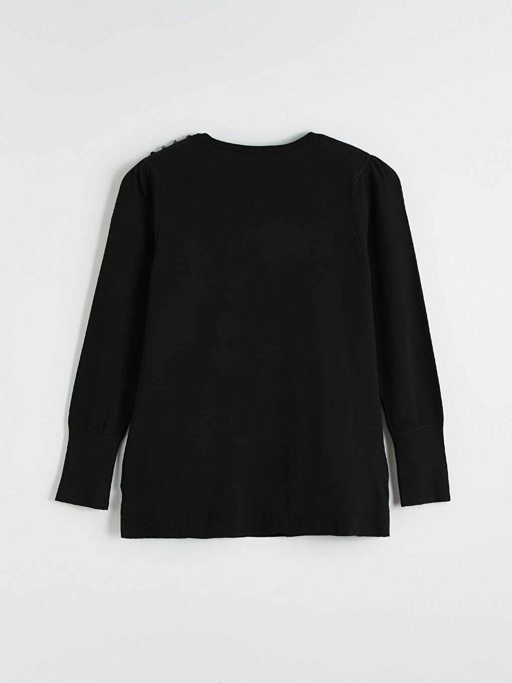 Siyah Bisiklet Yaka Kadın Triko Kazak-3