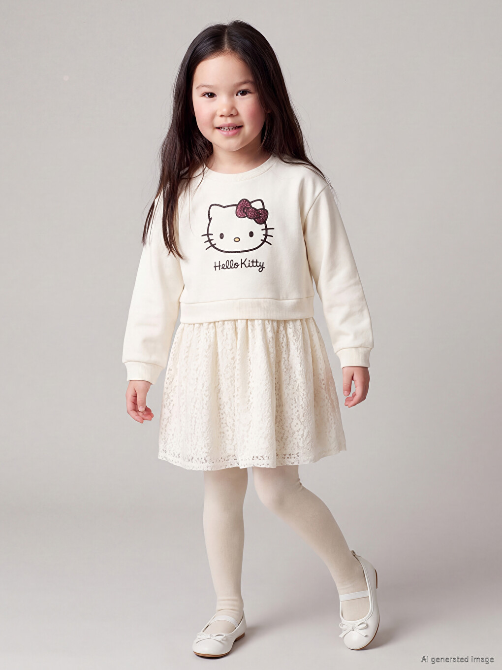 Fustan Hello Kitty Me Dantellë Për Vajza
