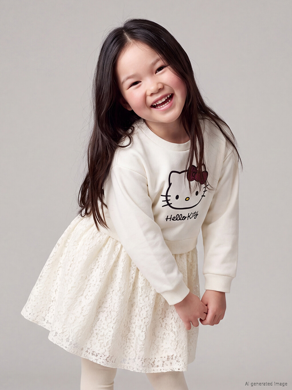 Fustan Hello Kitty Me Dantellë Për Vajza-1