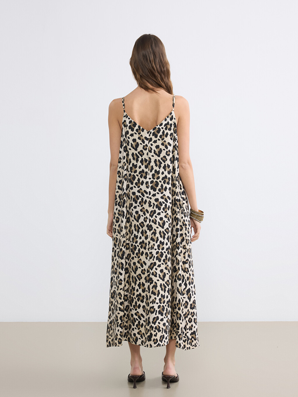 Leopard Print Strappy A Form Dress-3