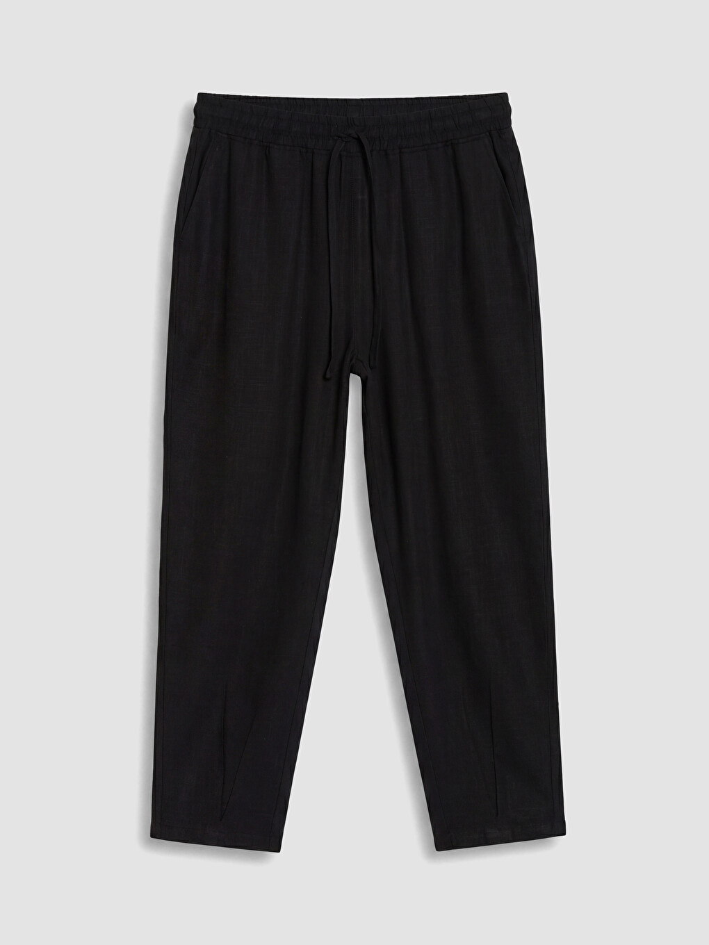 Elastic Waist Linen Blend Women's Trousers-4