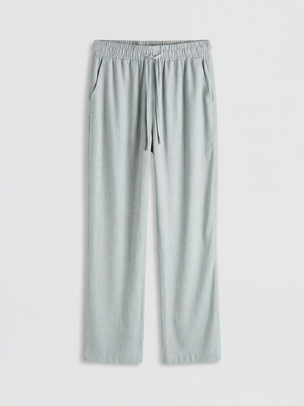 Elastic Waist Linen Blend Women's Trousers-3