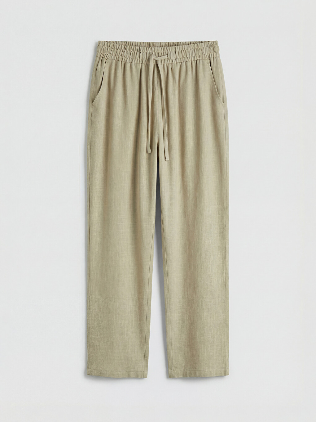 Elastic Waist Linen Blend Women's Trousers-4