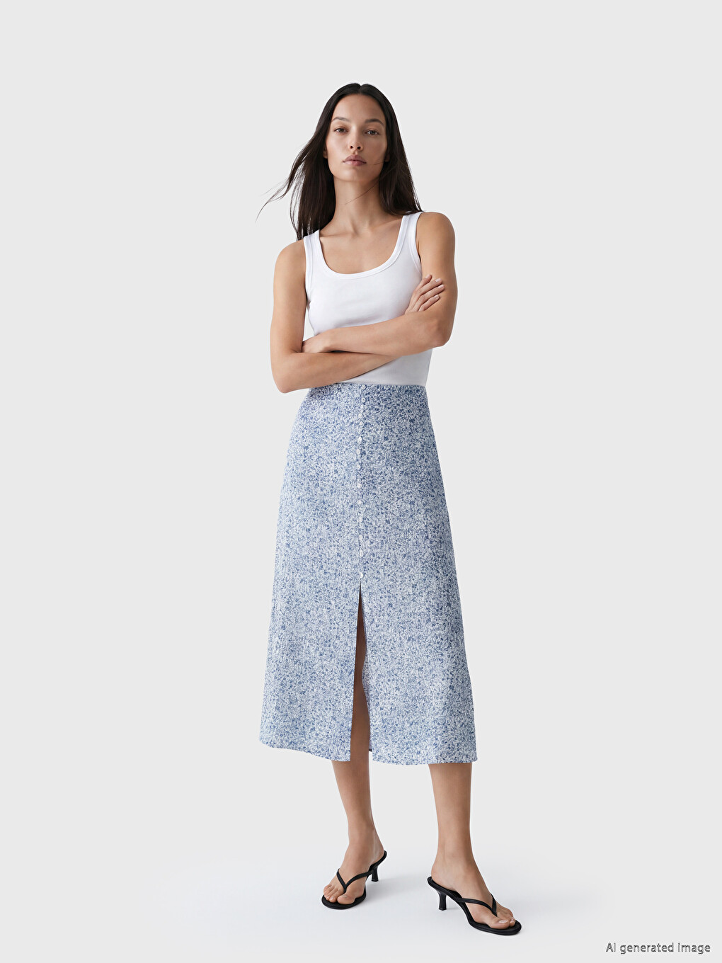 Woman Blue Skirt