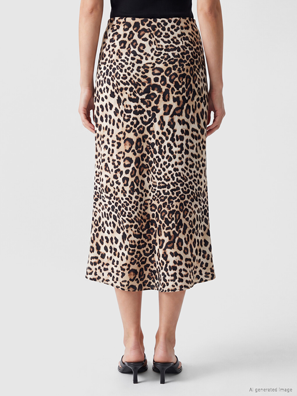 Buttoned Leopard Print A-line Skirt-3