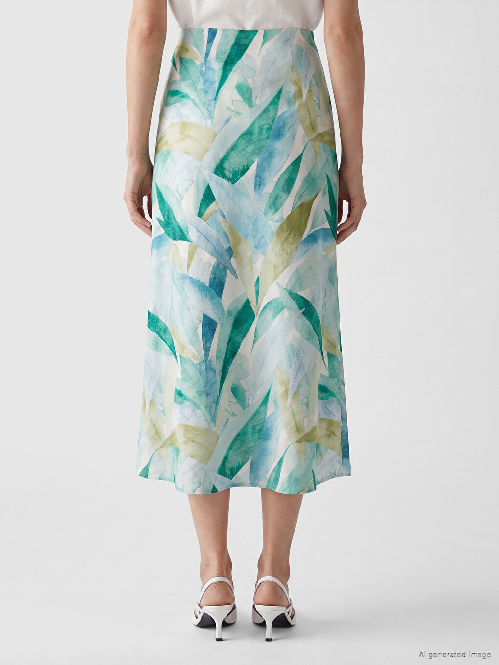Buttoned Floral A-line Skirt-3