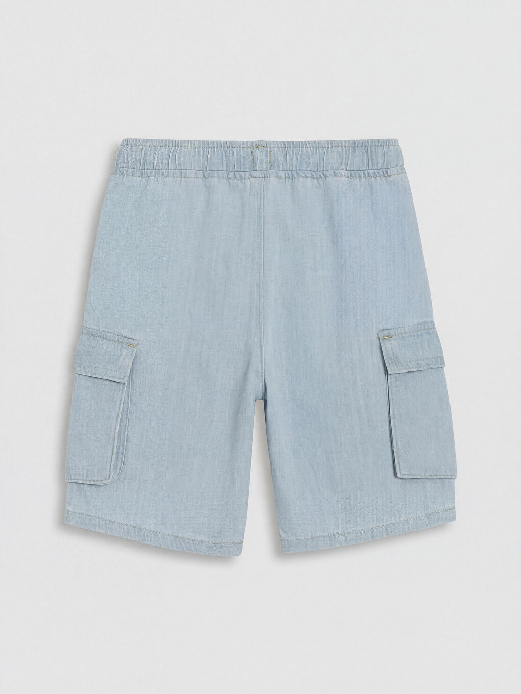 İndigo Beli Lastikli Erkek Çocuk Kargo Jean Şort-1