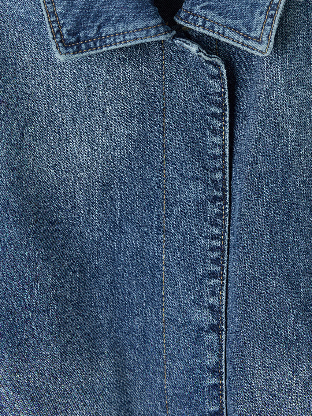 İndigo Gömlek Yaka Kadın Jean Ceket-2