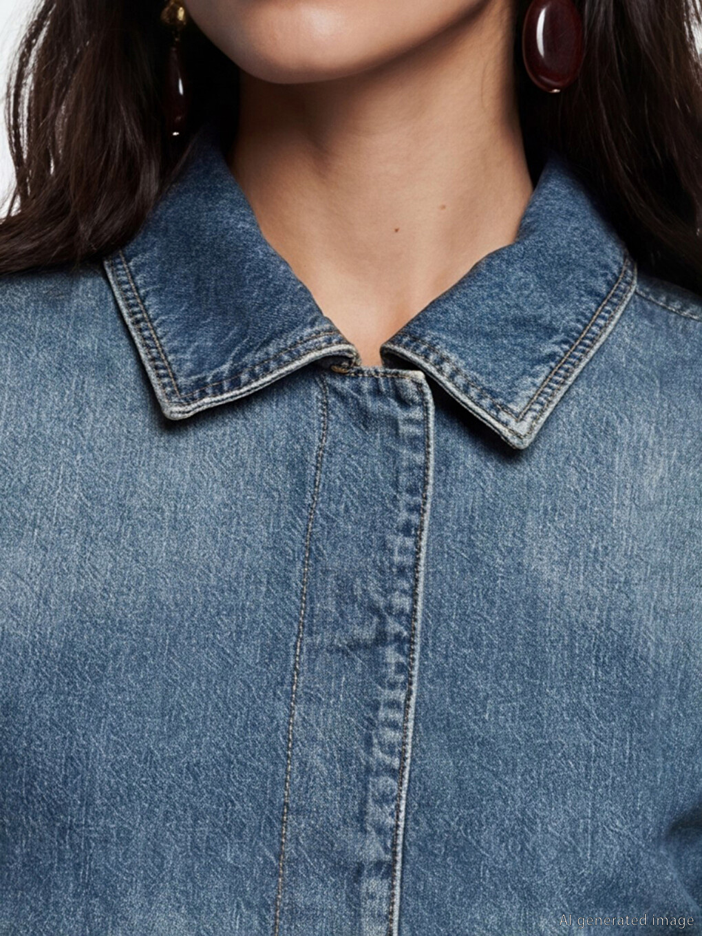 Shirt Collar Women's Jean Jacket-2