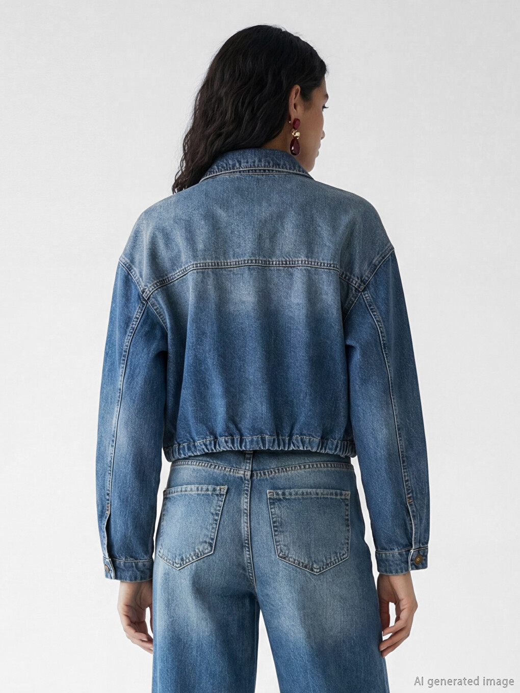 Shirt Collar Women's Jean Jacket-3