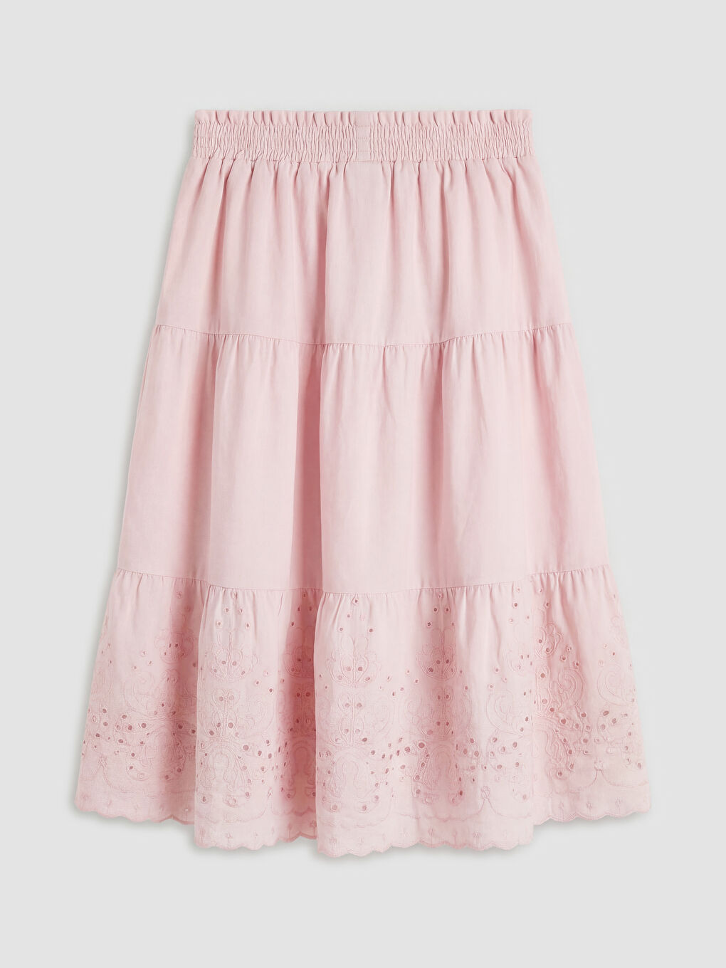 Pembe Beli Lastikli Fisto Detaylı Kız Çocuk Etek-1