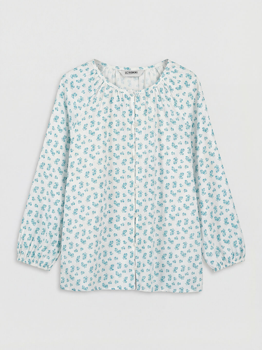 Yeşil Bisiklet Yaka Çiçekli Kız Çocuk Bluz