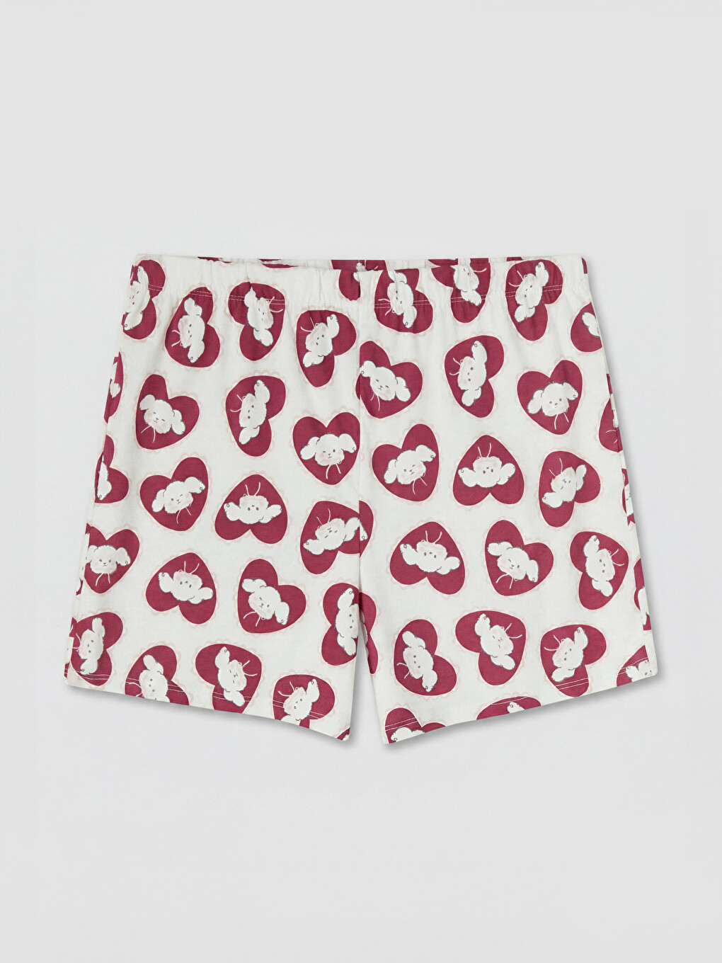 Ekru Baskılı %100 Pamuklu Kadın Şort Pijama Altı
