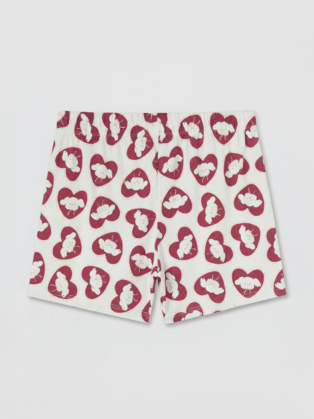 Ekru Baskılı %100 Pamuklu Kadın Şort Pijama Altı-1