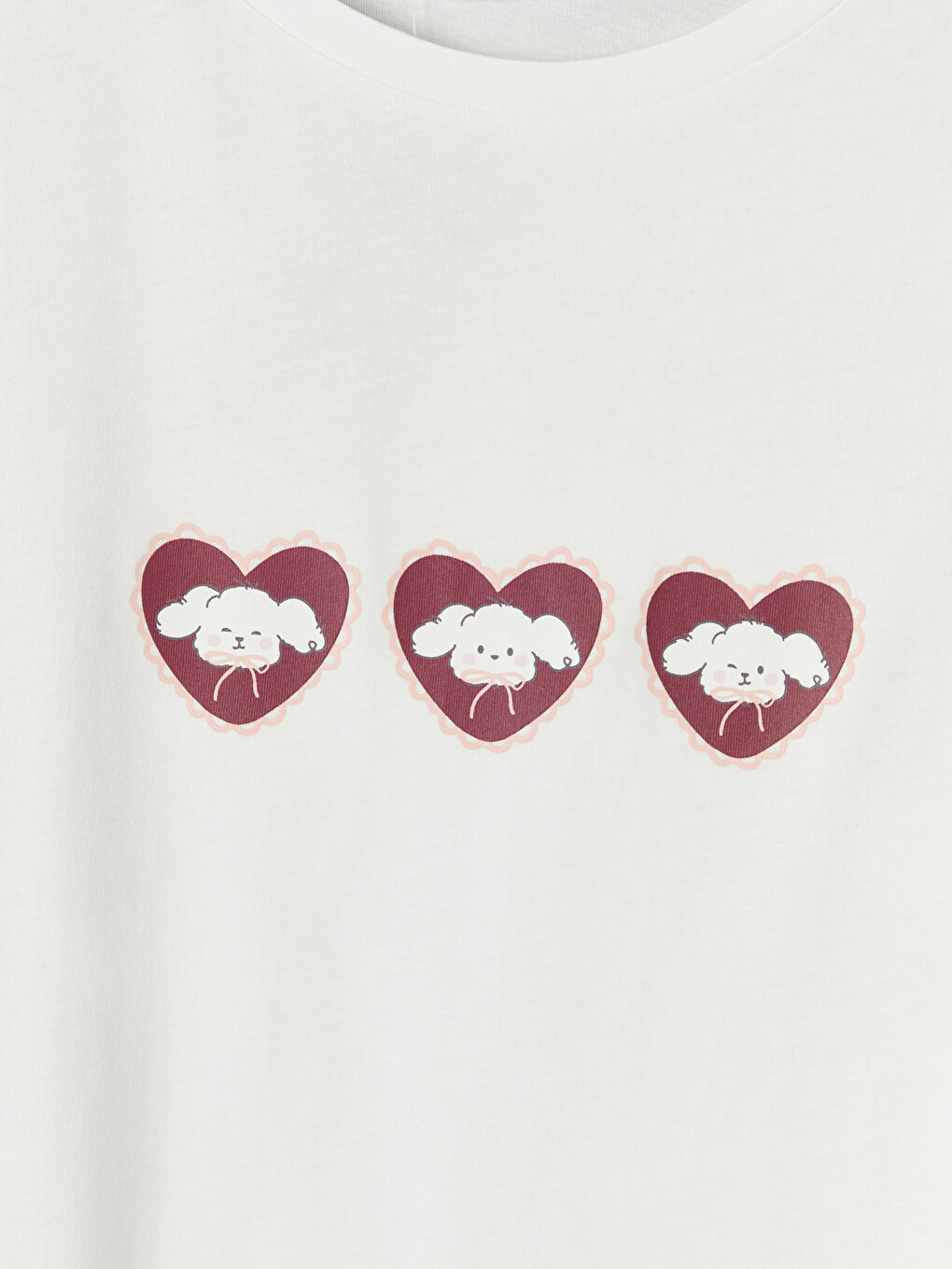 Bordo Bisiklet Yaka Baskılı Kadın Kaprili Pijama Takımı-5