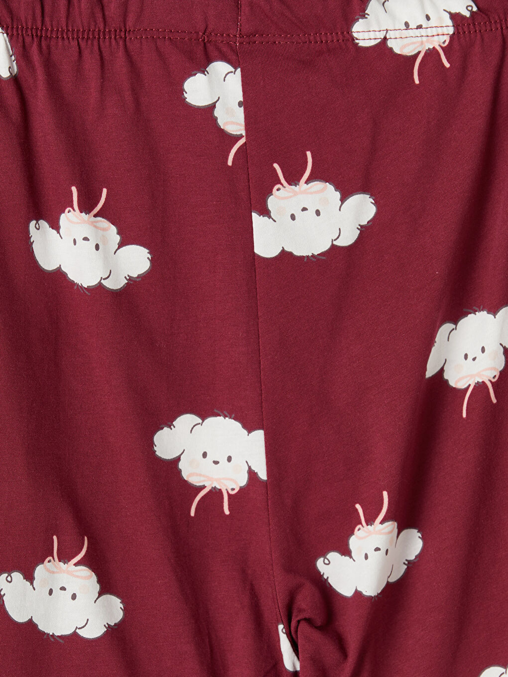 Bordo Bisiklet Yaka Baskılı Kadın Kaprili Pijama Takımı-6