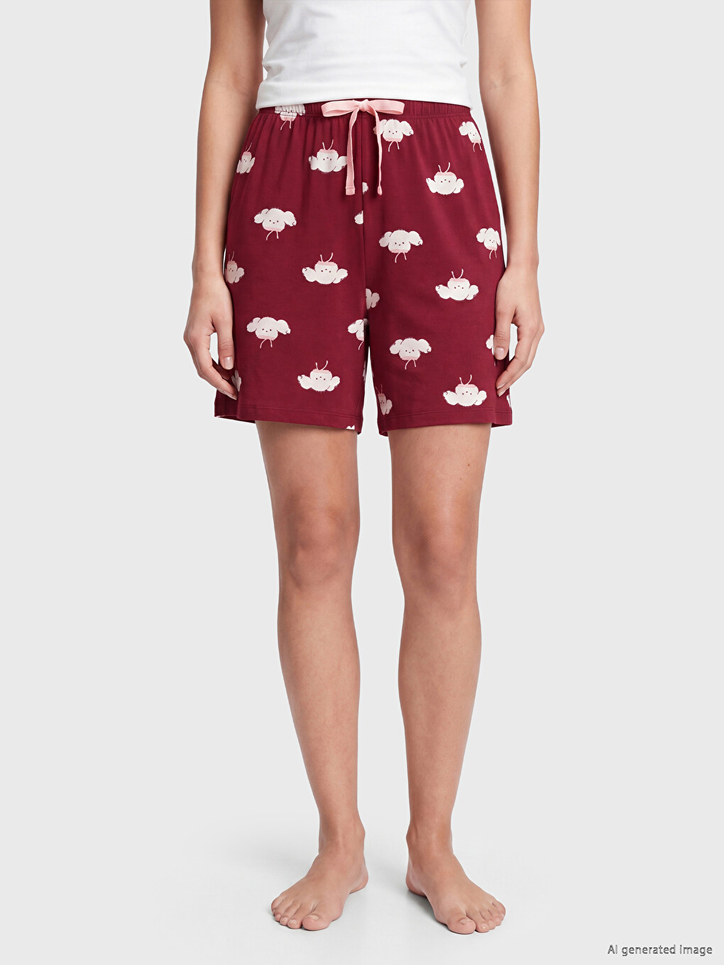 Ekru Desenli Kadın Pijama Altı 2'li-3