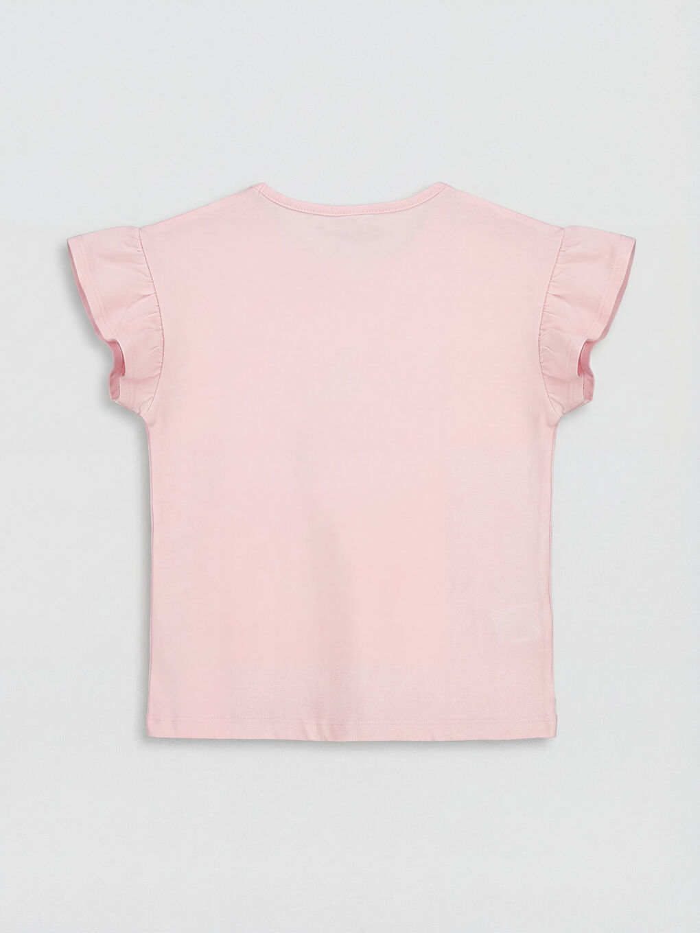 Pembe Bisiklet Yaka Barbie Baskılı Kız Çocuk Tişört-1