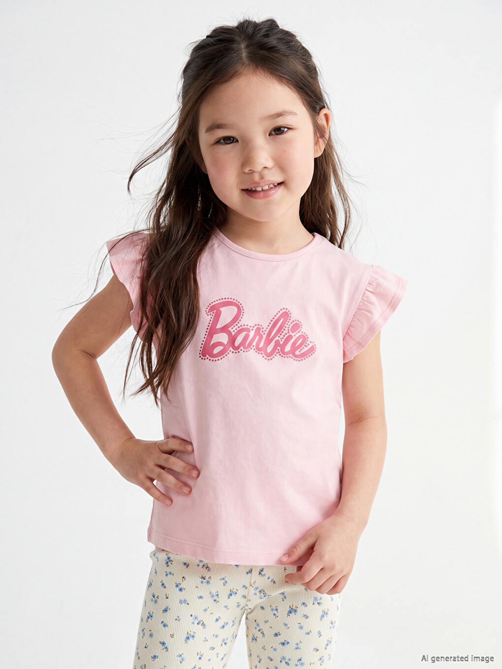 Dječja Majica Kratkih Rukava S Okruglim Izrezom S Barbie Printom-1