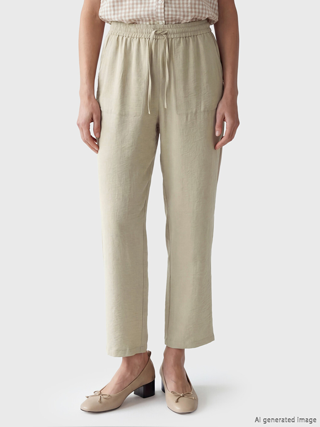 Elastični Struk Opušteni Kroj Ženske Pantalone-1