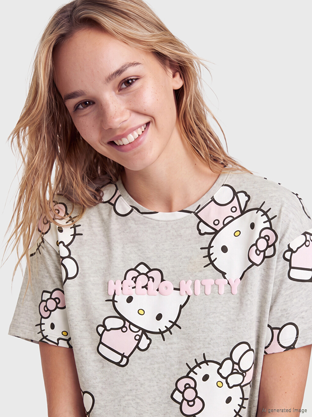 Hello Kitty Štampana Spavaćica Od 100% Pamuka Za Žene-1