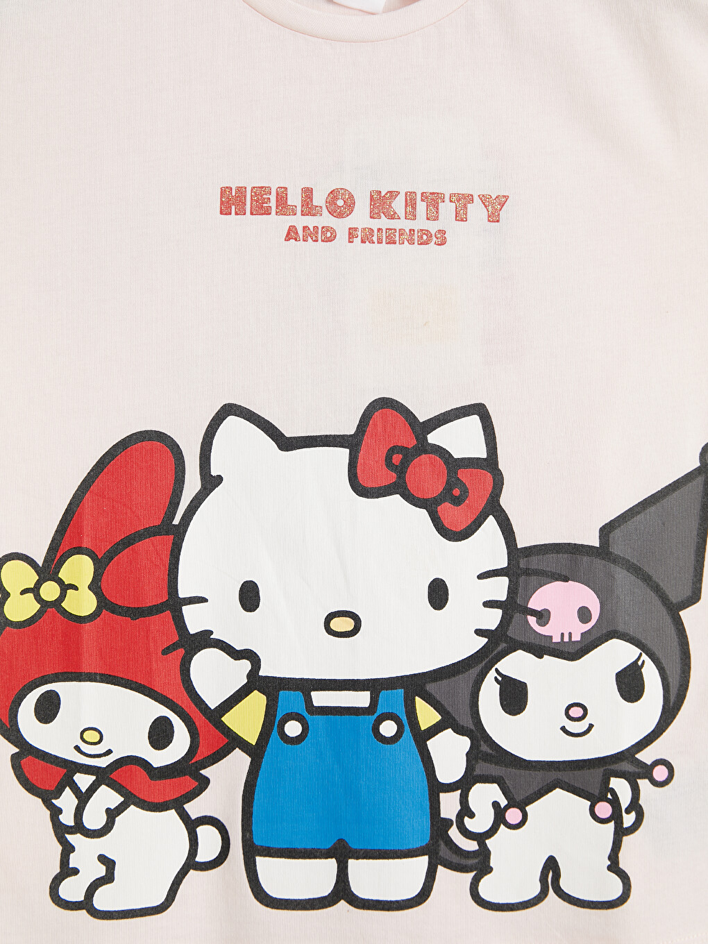 Crew Neck Hello Kitty Printed Girls' T-Shirt-2
