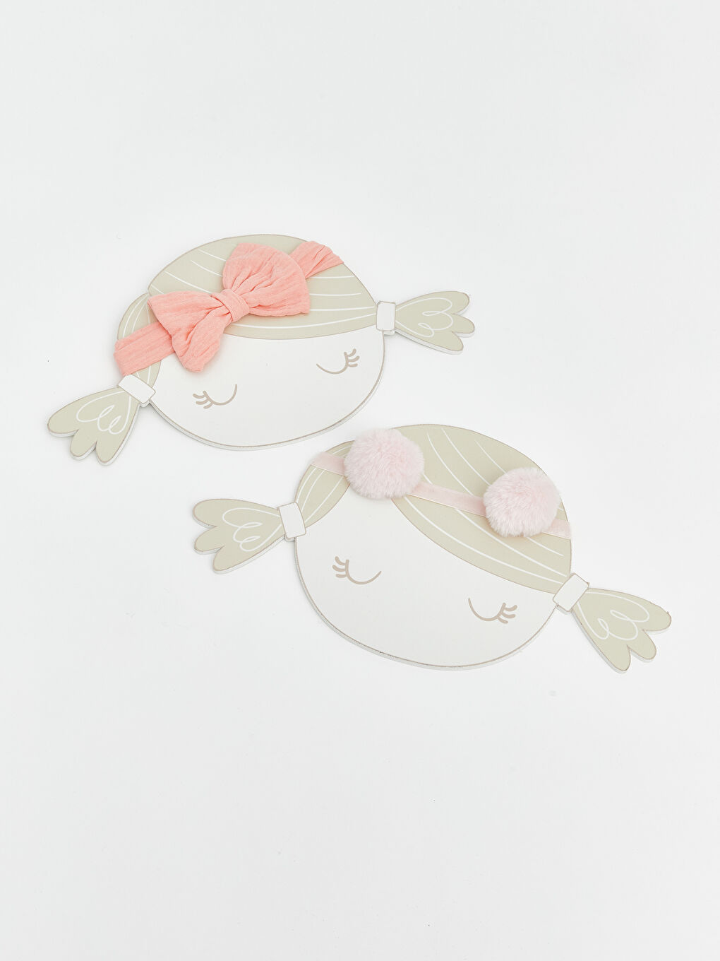 Pembe Fiyonk Figürlü Kız Bebek Saç Bandı 2'li