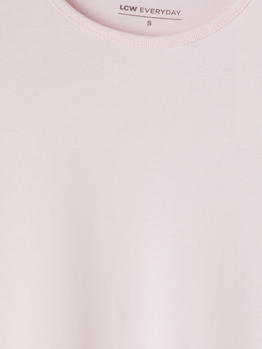 Pembe Bisiklet Yaka Kadın Tişört-1