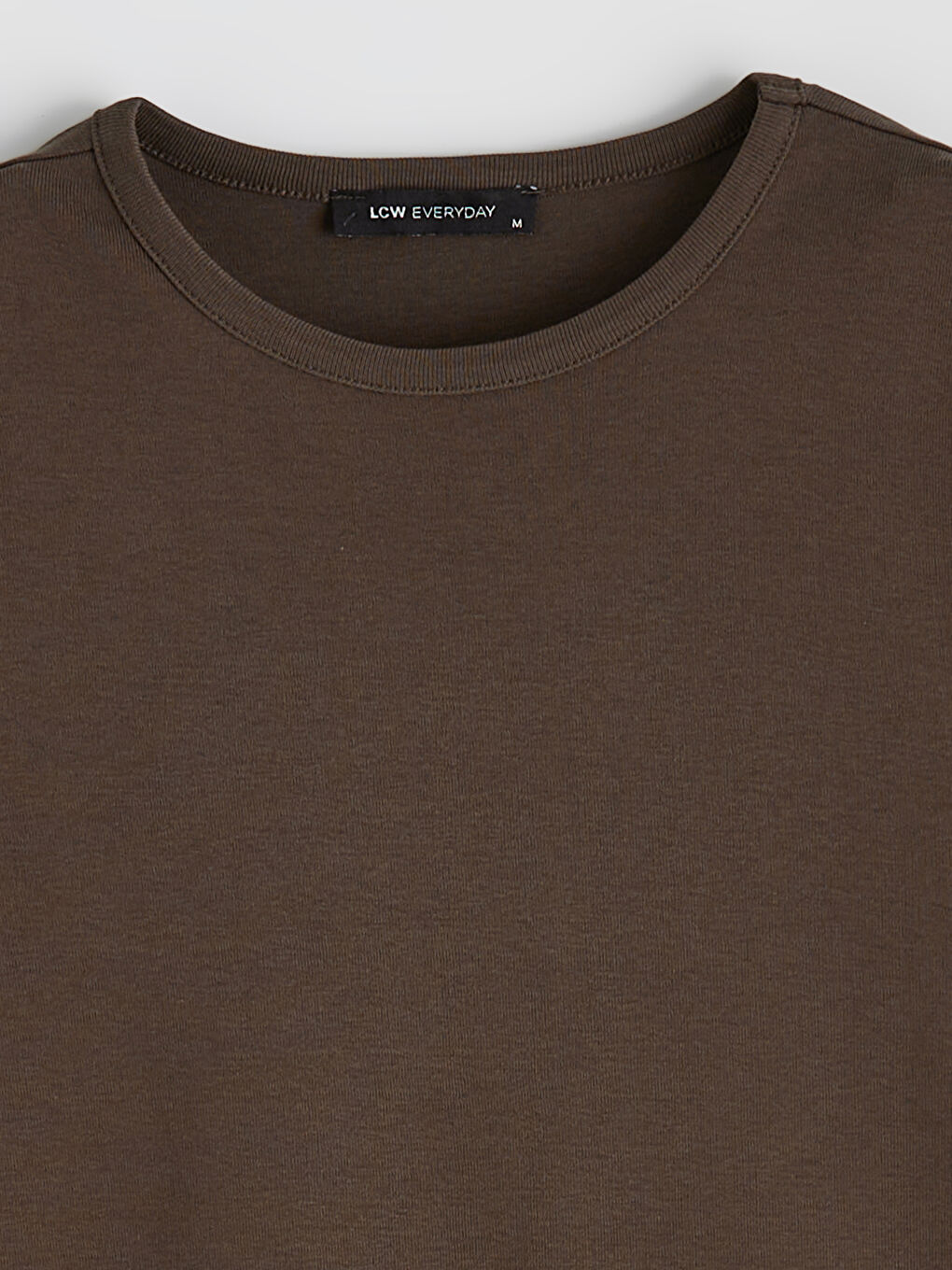 Kahverengi Bisiklet Yaka Kadın Tişört-1