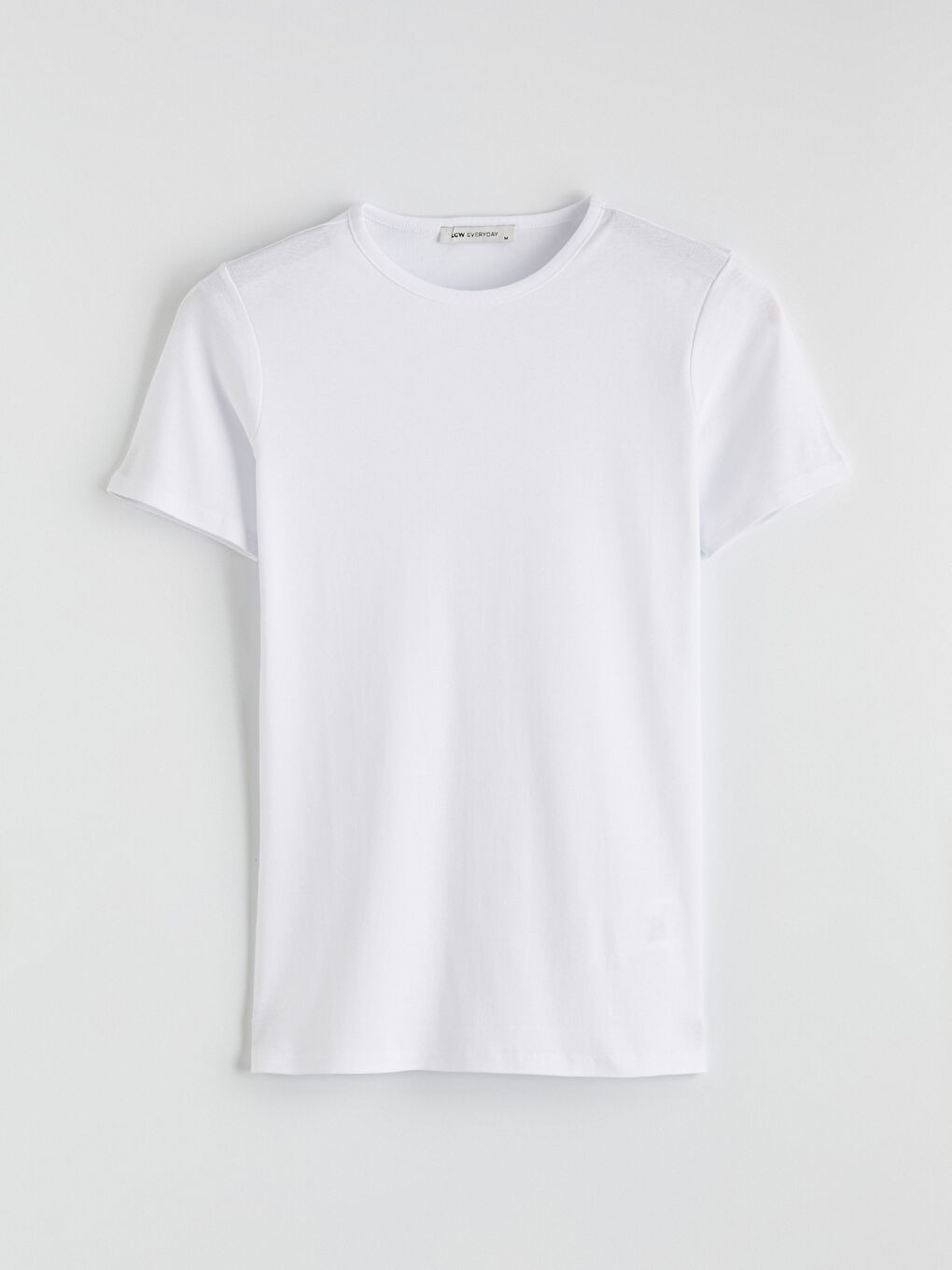 Beyaz Bisiklet Yaka Kadın Tişört