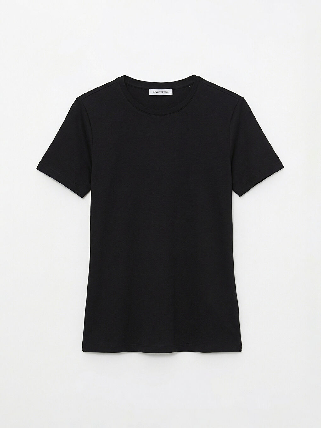 Siyah Bisiklet Yaka Kadın Tişört