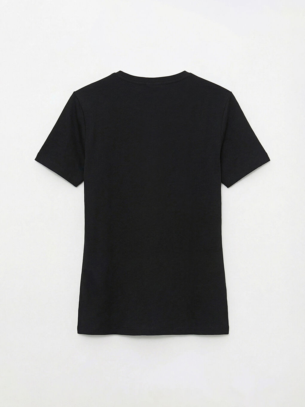 Siyah Bisiklet Yaka Kadın Tişört-1