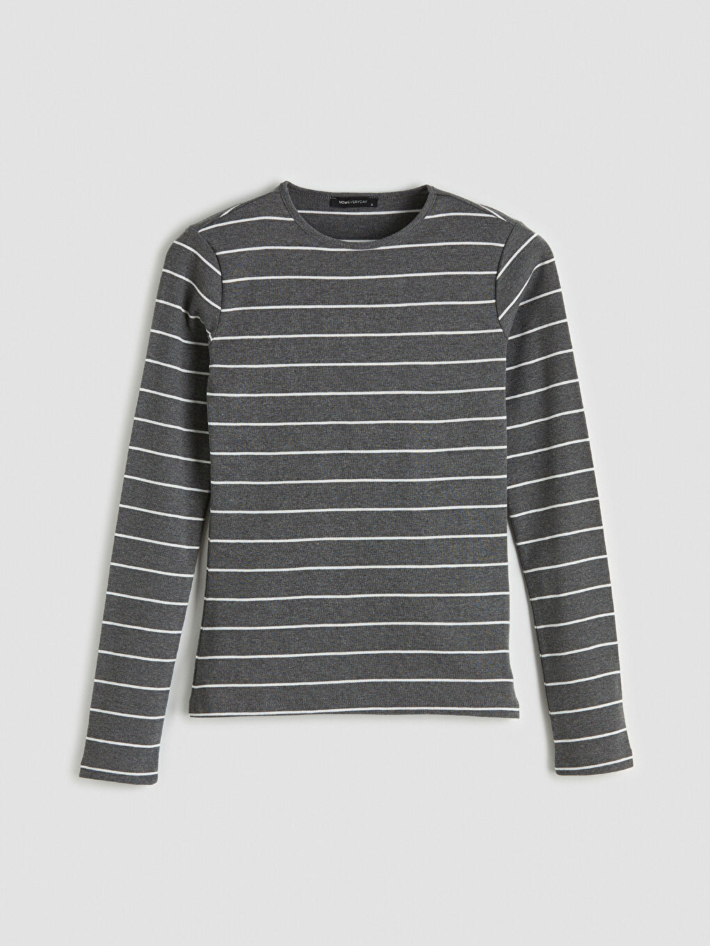 Antrasit Bisiklet Yaka Çizgili Kadın Body-4