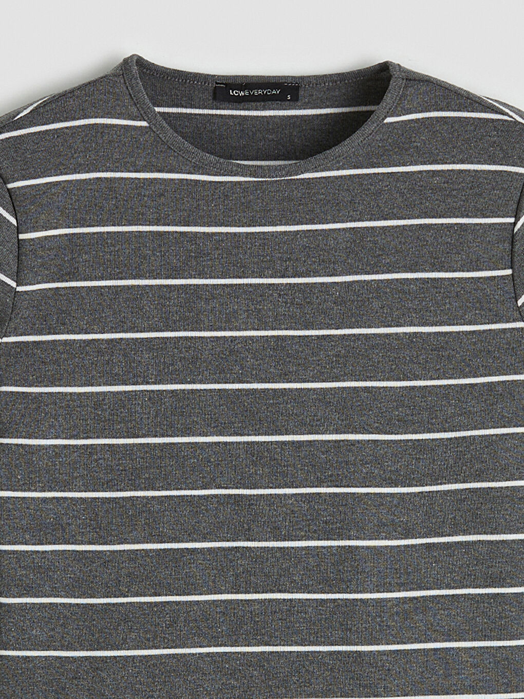 Antrasit Bisiklet Yaka Çizgili Kadın Body-5