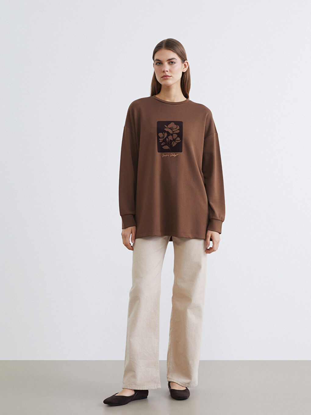 Tunique en Sweatshirt BRUN Femme-1