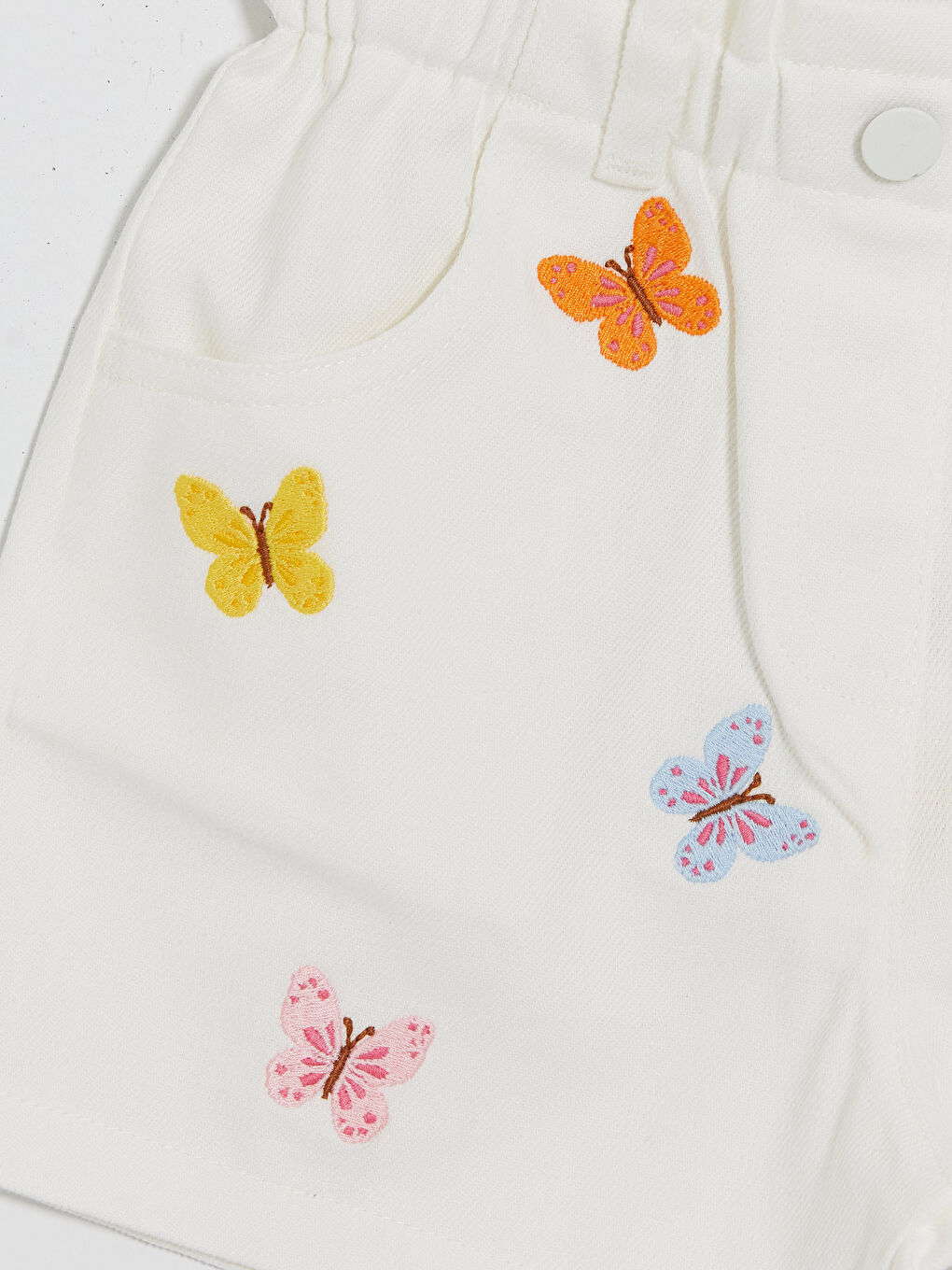 Ekru Ayarlanabilir Lastikli Kız Çocuk Şort-2