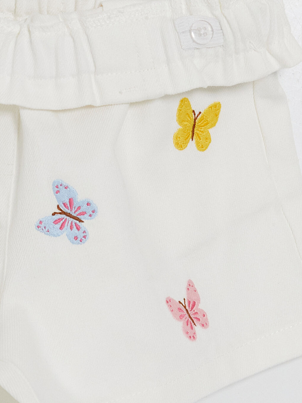 Ekru Ayarlanabilir Lastikli Kız Çocuk Şort-3