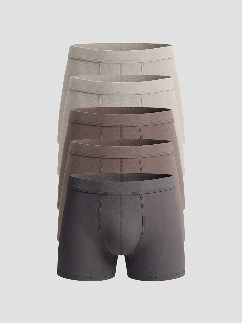 Kahverengi Standart Kalıp Pamuklu Esnek Erkek Boxer 5'li