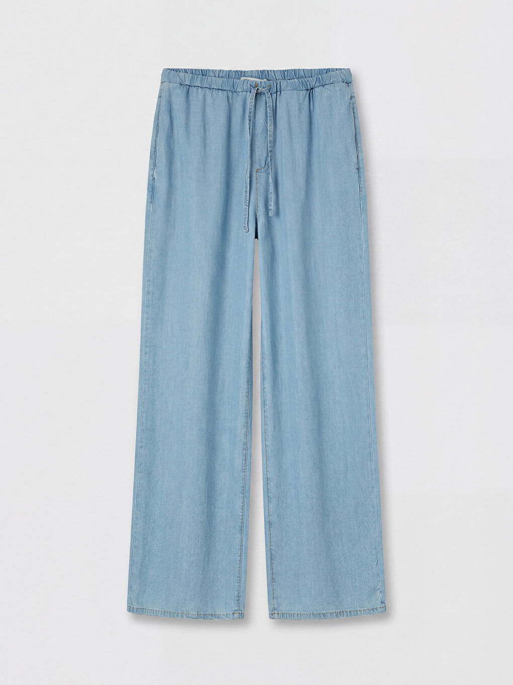 İndigo Beli Lastikli Wideleg Kadın Jean Pantolon