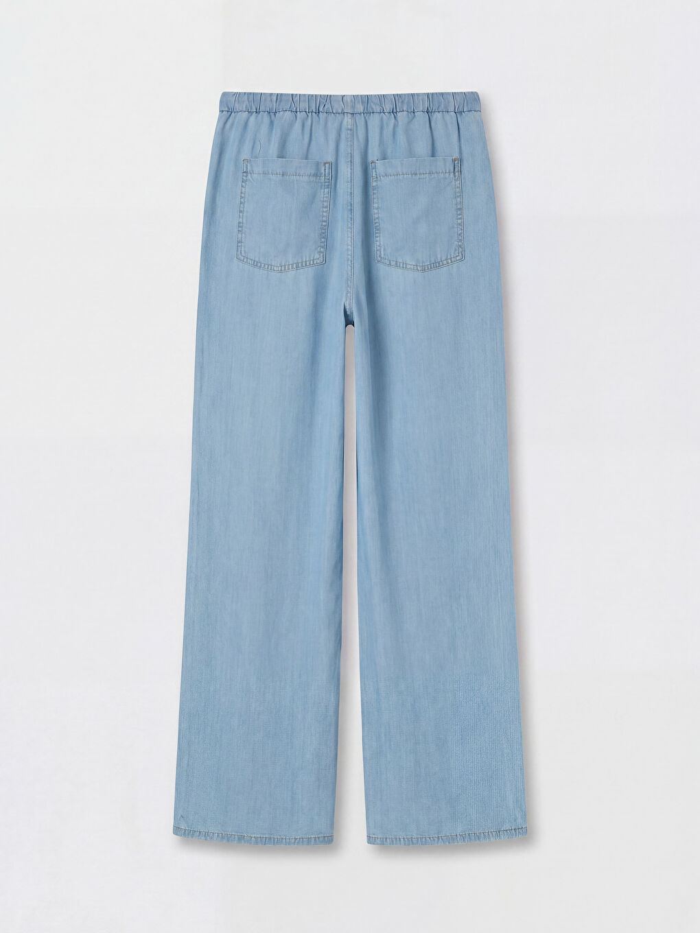 İndigo Beli Lastikli Wideleg Kadın Jean Pantolon-1
