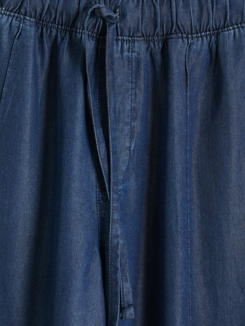 İndigo Beli Lastikli Wideleg Kadın Jean Pantolon-6