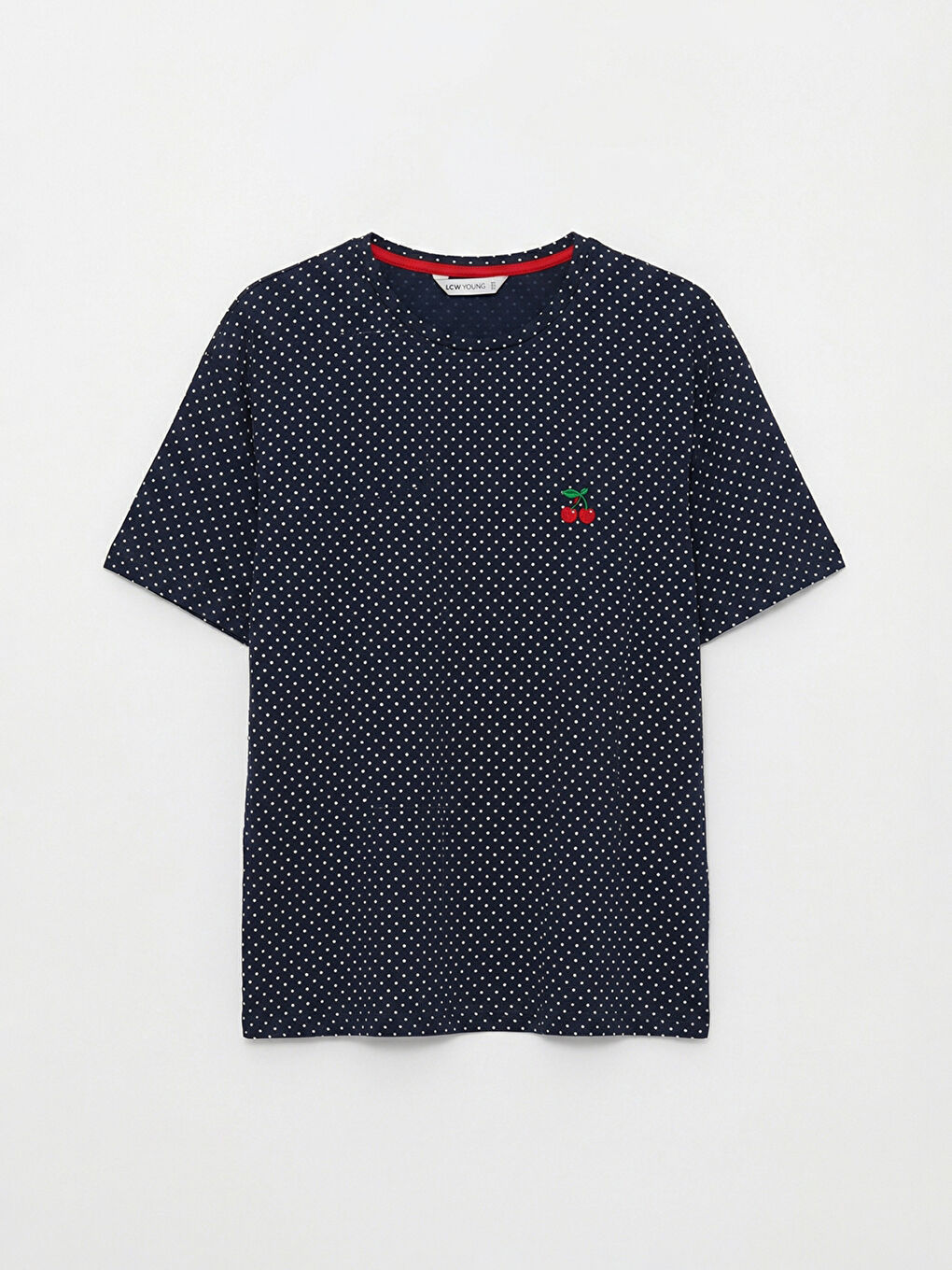 Lacivert Bisiklet Yaka Puantiyeli Kadın Şortlu Pijama Takımı-5