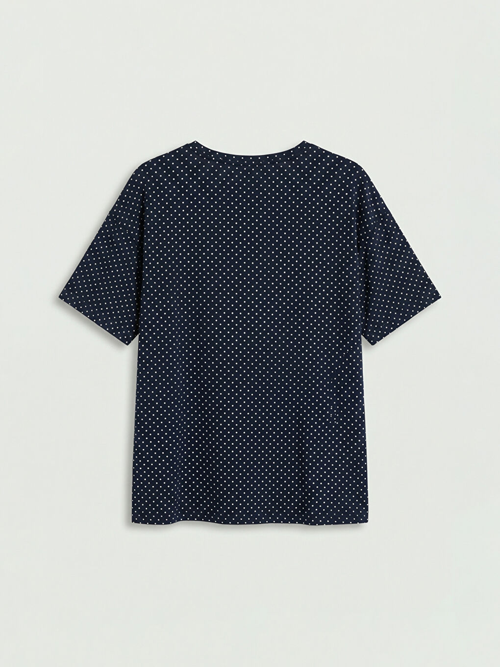 Lacivert Bisiklet Yaka Puantiyeli Kadın Şortlu Pijama Takımı-6