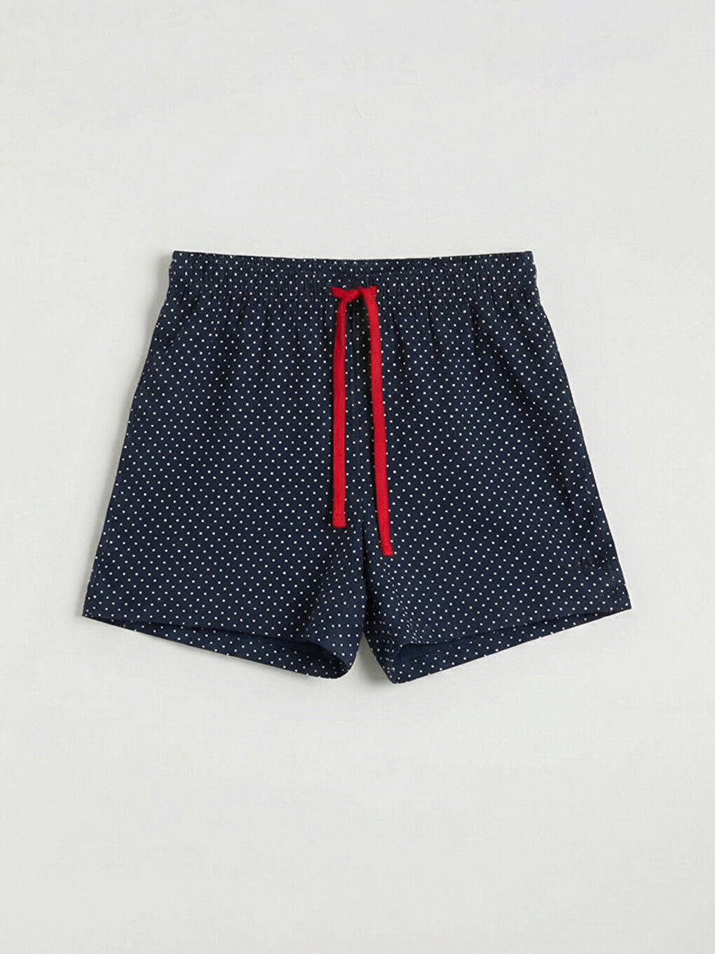 Lacivert Bisiklet Yaka Puantiyeli Kadın Şortlu Pijama Takımı-7