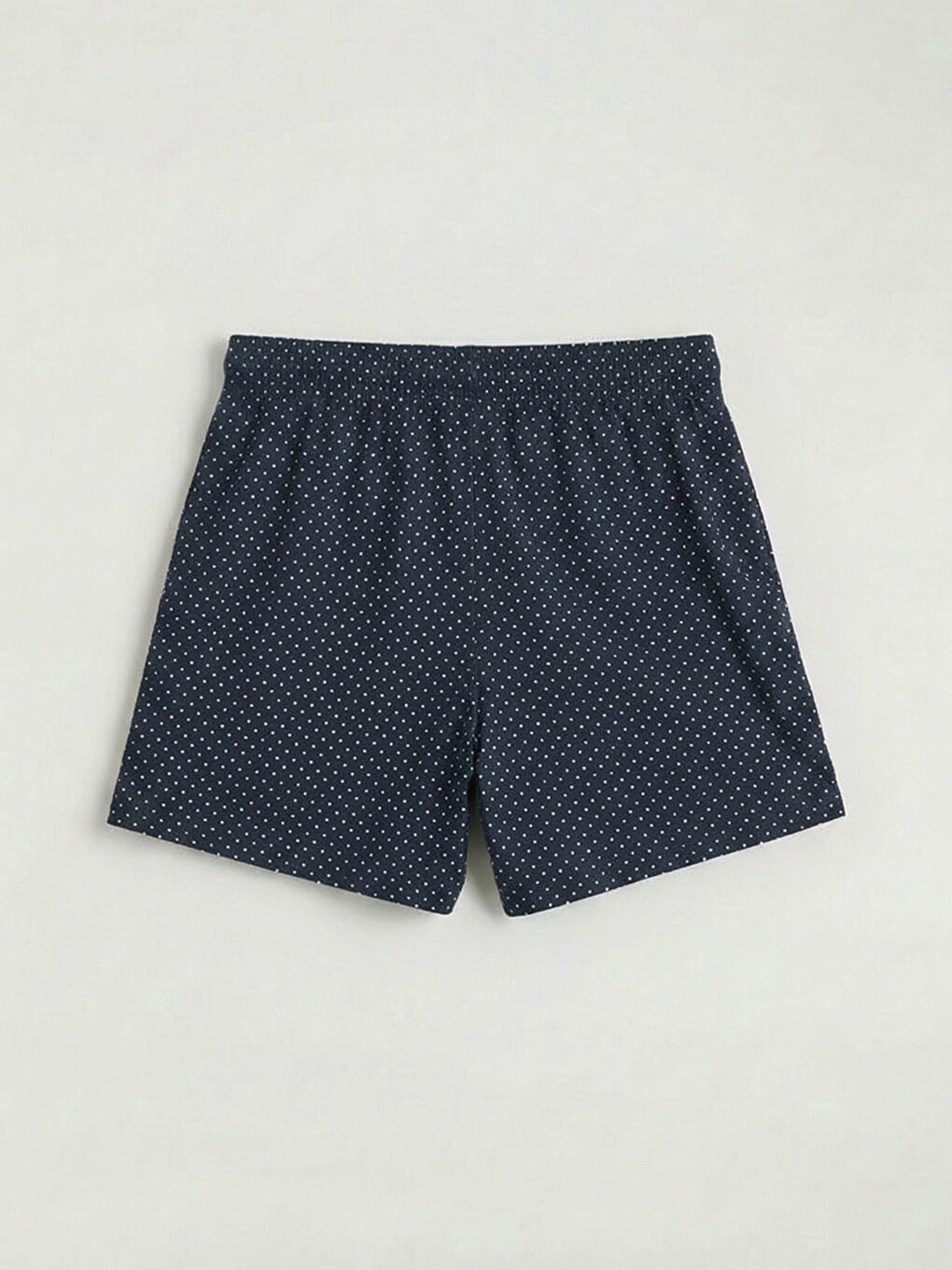 Lacivert Bisiklet Yaka Puantiyeli Kadın Şortlu Pijama Takımı-8