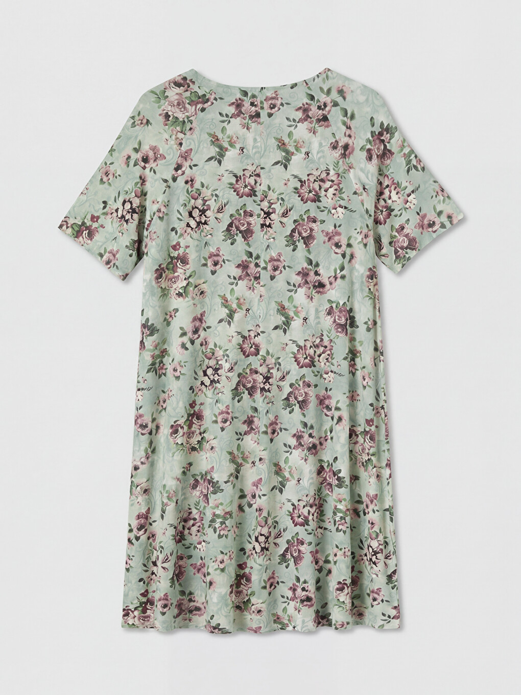 Crew Neck Floral A-line Dress-5